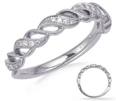 ESTATE .11CT DIAMOND 14KT WHITE GOLD 3D CLASSIC MULTI LEAF DIAGONAL FUN RING