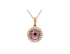 1.52CT DIAMOND & AAA CABOCHON AMETHYST 14KT ROSE GOLD 3D HALO FLOATING PENDANT