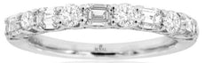 1.10CT DIAMOND 14KT WHITE GOLD ROUND & BAGUETTE SHARED PRONG SEMI ETERNITY RING