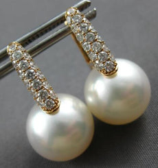 LARGE .61CT DIAMOND & AAA SOUTH SEA PEARL 18KT ROSE GOLD 3 ROW HANGING EARRINGS