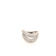 1.80CT DIAMOND 18KT WHITE GOLD 3D MULTI ROW CRESCENT WEDDING ANNIVERSARY RING