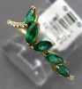 .63CT DIAMOND & AAA EMERALD 14KT YELLOW GOLD 3D ROUND & MARQUISE MULTI LEAF RING