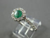 ESTATE .87CT DIAMOND & AAA EMERALD 14KT WHITE GOLD CLASSIC ROUND FLOWER FUN RING