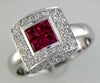 1.57CT DIAMOND & AAA RUBY 14K WHITE GOLD PRINCESS & ROUND INVISIBLE SQUARE RING