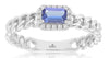 .39CT DIAMOND & AAA TANZANITE 14KT WHITE GOLD EMERALD CUT & ROUND ENGAGMENT RING
