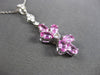 ESTATE 1.36CT DIAMOND & AAA PINK SAPPHIRE 14K WHITE GOLD FLOATING FLOWER PENDANT