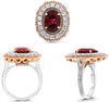 LARGE 7.73CT WHITE & PINK DIAMOND & AAA RUBY 18KT WHITE & ROSE GOLD 3D OVAL RING