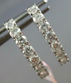 1.45CT DIAMOND 14KT WHITE GOLD 3D ROUND INSIDE OUT OVAL HUGGIE HANGING EARRINGS