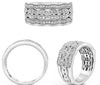 WIDE .52CT DIAMOND 14KT WHITE GOLD MULTI LEAF FILIGREE WEDDING ANNIVERSARY RING