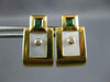 1.04CT DIAMOND AAA GREEN TOUMALINE & MOTHER OF PEARL 18K YELLOW GOLD 3D EARRINGS