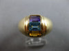 WIDE 1.36CT AAA MULTI GEM 14KT YELLOW GOLD 3D BAGUETTE 3 STONE CHANNEL FUN RING