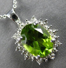 1.97CT DIAMOND & AAA PERIDOT 14K WHITE GOLD OVAL & ROUND FLOWER FLOATING PENDANT