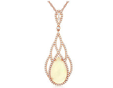 7.25CT DIAMOND & AAA OPAL 14KT ROSE GOLD 3D PEAR SHAPE INFINITY FLOATING PENDANT