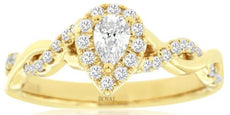 .50CT DIAMOND 14KT YELLOW GOLD ROUND & PEAR SHAPE HALO INFINITY ENGAGEMENT RING