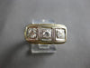ANTIQUE LARGE .60CT OLD MINE DIAMOND 14KT 2 TONE GOLD 3 STONE UNISEX RING #28055