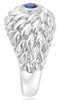 .42CT DIAMOND & AAA SAPPHIRE 14KT WHITE GOLD OVAL & ROUND FLOWER MULTI LINK RING