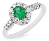 .73CT DIAMOND & AAA EMERALD 14K WHITE GOLD CLASSIC OVAL & ROUND FLOWER LOVE RING