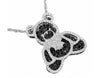 .93CT WHITE & BLACK DIAMOND 14KT WHITE GOLD 3D HAPPY TEDDY BEAR FLOATING PENDANT