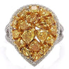 LARGE 4.21CT WHITE & FANCY YELLOW DIAMOND 18KT 2 TONE GOLD 3D ANNIVERSARY RING