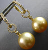 .29CT DIAMOND & AAA GOLDEN SOUTH SEA PEARL 18KT YELLOW GOLD 3D HANGING EARRINGS