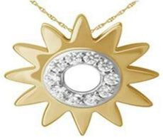 ESTATE .05CT DIAMOND 14KT YELLOW GOLD 3D FLOWER SUNBURST FUN FLOATING PENDANT