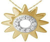 ESTATE .05CT DIAMOND 14KT YELLOW GOLD 3D FLOWER SUNBURST FUN FLOATING PENDANT