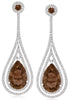 LARGE 7.64CT DIAMOND & AAA SMOKY TOPAZ 14KT WHITE GOLD DOUBLE TEAR DROP EARRINGS