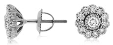 ESTATE .52CT DIAMOND 14KT WHITE GOLD ROUND FILIGREE SCREWBACK FUN STUD EARRINGS