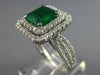 LARGE 3.08CT DIAMOND & AAA EMERALD 14K WHITE GOLD 3D HALO ENGAGEMENT RING #27577