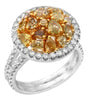 ESTATE LARGE 2.70CT WHITE & MULTI COLOR FANCY YELLOW DIAMOND 18K WHITE GOLD RING