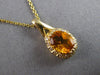 1.57CT DIAMOND & AAA CITRINE 14KT YELLOW GOLD FLOWER TEAR DROP FLOATING PENDANT
