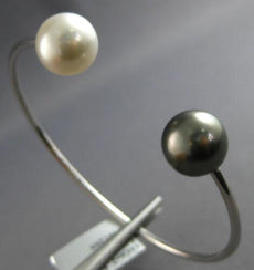 AAA TAHITIAN & AAA SOUTH SEA PEARL 14KT WHITE GOLD 3D FLEXIBLE BANGLE BRACELET