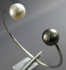 AAA TAHITIAN & AAA SOUTH SEA PEARL 14KT WHITE GOLD 3D FLEXIBLE BANGLE BRACELET