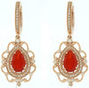 3.29CT DIAMOND and AAA CARNELIAN 14K ROSE GOLD PEAR SHAPE & ROUND HANGING EARRINGS