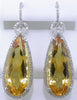 20.35CT DIAMOND & AAA CITRINE 14K WHITE GOLD 3D PEAR SHAPE & ROUND HALO EARRINGS