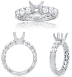 .79CT DIAMOND 14K WHITE GOLD 3D ROUND CLASSIC 4 PRONG SEMI MOUNT ENGAGEMENT RING