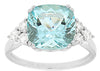 3.95CT DIAMOND & AAA AQUAMARINE 14KT WHITE GOLD CUSHION & ROUND ENGAGEMENT RING