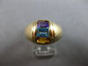 WIDE 1.36CT AAA MULTI GEM 14KT YELLOW GOLD 3D BAGUETTE 3 STONE CHANNEL FUN RING