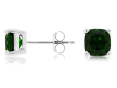 ESTATE 2.0CT AAA RUSSALITE 14KT WHITE GOLD CLASSIC CUSHION SQUARE STUD EARRINGS