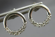 ESTATE .25CT DIAMOND 14K WHITE GOLD 3D CLASSIC JOURNEY OPEN CIRCLE STUD EARRINGS