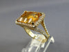 LARGE 9.67CT DIAMOND & AAA CITRINE 14KT YELLOW GOLD RECTANGULAR ENGAGEMENT RING