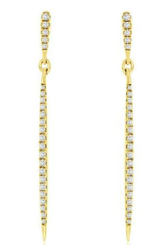 ESTATE .42CT DIAMOND 14KT YELLOW GOLD 3D GRADUATING FUN BAR HANGING EARRINGS