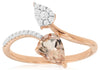 .77CT DIAMOND & AAA MORGANITE 14KT ROSE GOLD DOUBLE LEAF CRISS CROSS SNAKE RING