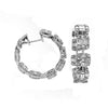 LARGE 3.90CT DIAMOND 18KT WHITE GOLD 3D ROUND & BAGUETTE HOOP HANGING EARRINGS