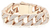 EXTRA LARGE 7.35CT DIAMOND 18KT ROSE GOLD 3D SOLID CUBAN CUFF UNISEX BRACELET