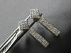 LARGE 1CT DIAMOND 14KT WHITE GOLD PRINCESS INVISIBLE SQUARE BAR HANGING EARRINGS