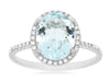 2.14CT DIAMOND & AAA AQUAMARINE 14K WHITE GOLD OVAL & ROUND HALO ENGAGEMENT RING