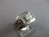 LARGE .52CT DIAMOND 14KT WHITE GOLD 3D PRINCESS & BAGUETTE LINK SQUARE MENS RING