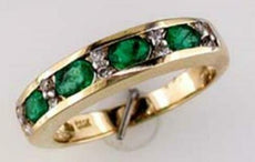 .86CT DIAMOND & AAA EMERALD 14KT YELLOW GOLD 3D OVAL & ROUND CHANNEL LOVE RING