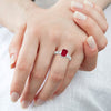2.25CT DIAMOND & AAA RUBY 14KT WHITE GOLD 3D EMERALD CUT & ROUND ENGAGEMENT RING